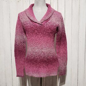 Colorado Clothing S Sweater Pink Ombre V Neck Cozy Cottage Preppy Academia Boho